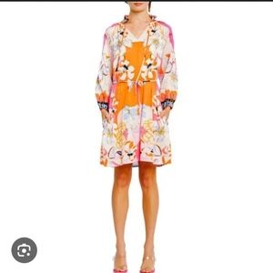 Ciebon Drea Floral Print Bohemian Keyhole Neckline Long Balloon Sleeve Mini